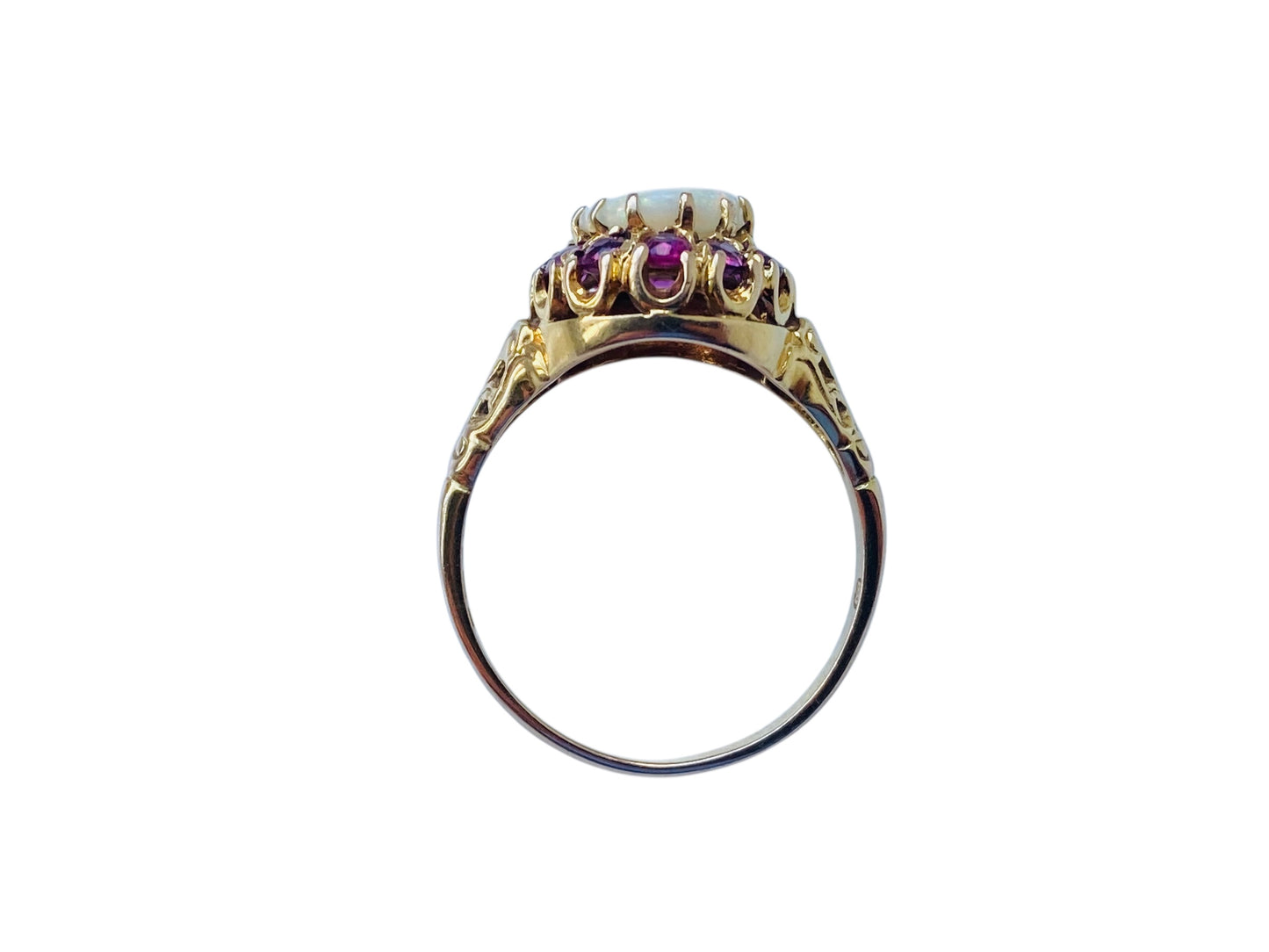 Vintage 9ct Gold Opal & Ruby Ring