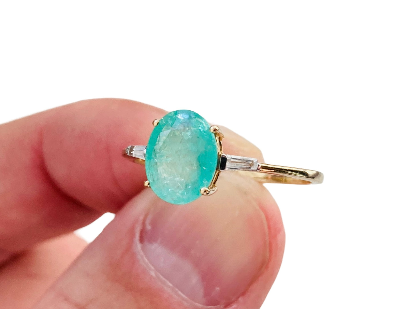 9ct Gold Emerald & Zircon Ring