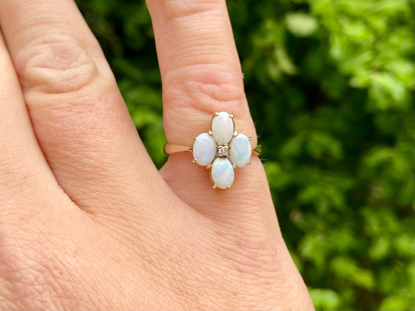 9ct Gold Opal & Diamond Ring