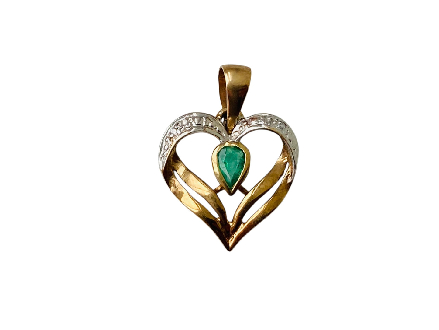 9ct Gold Emerald & Diamond Pendant