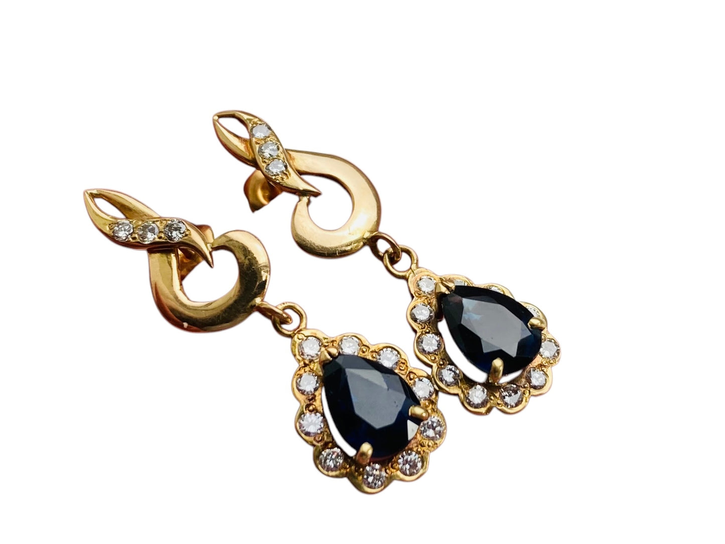 18ct Gold Sapphire & Diamond Earrings
