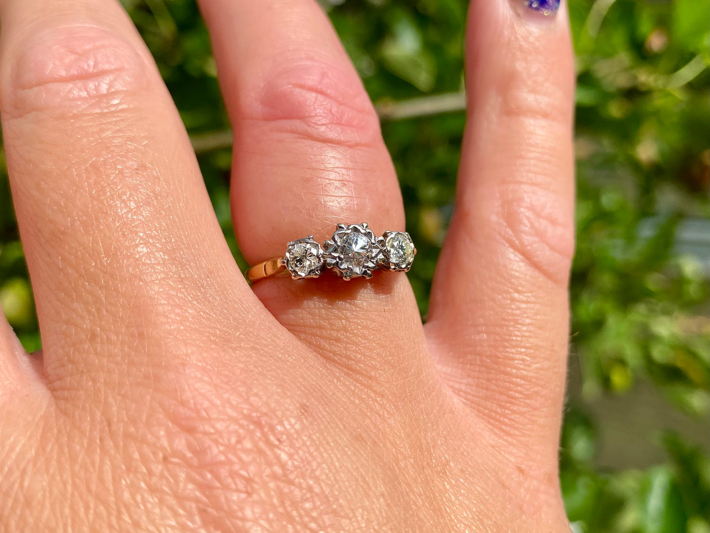 Vintage 18ct Gold Three-Stone Diamond Ring
