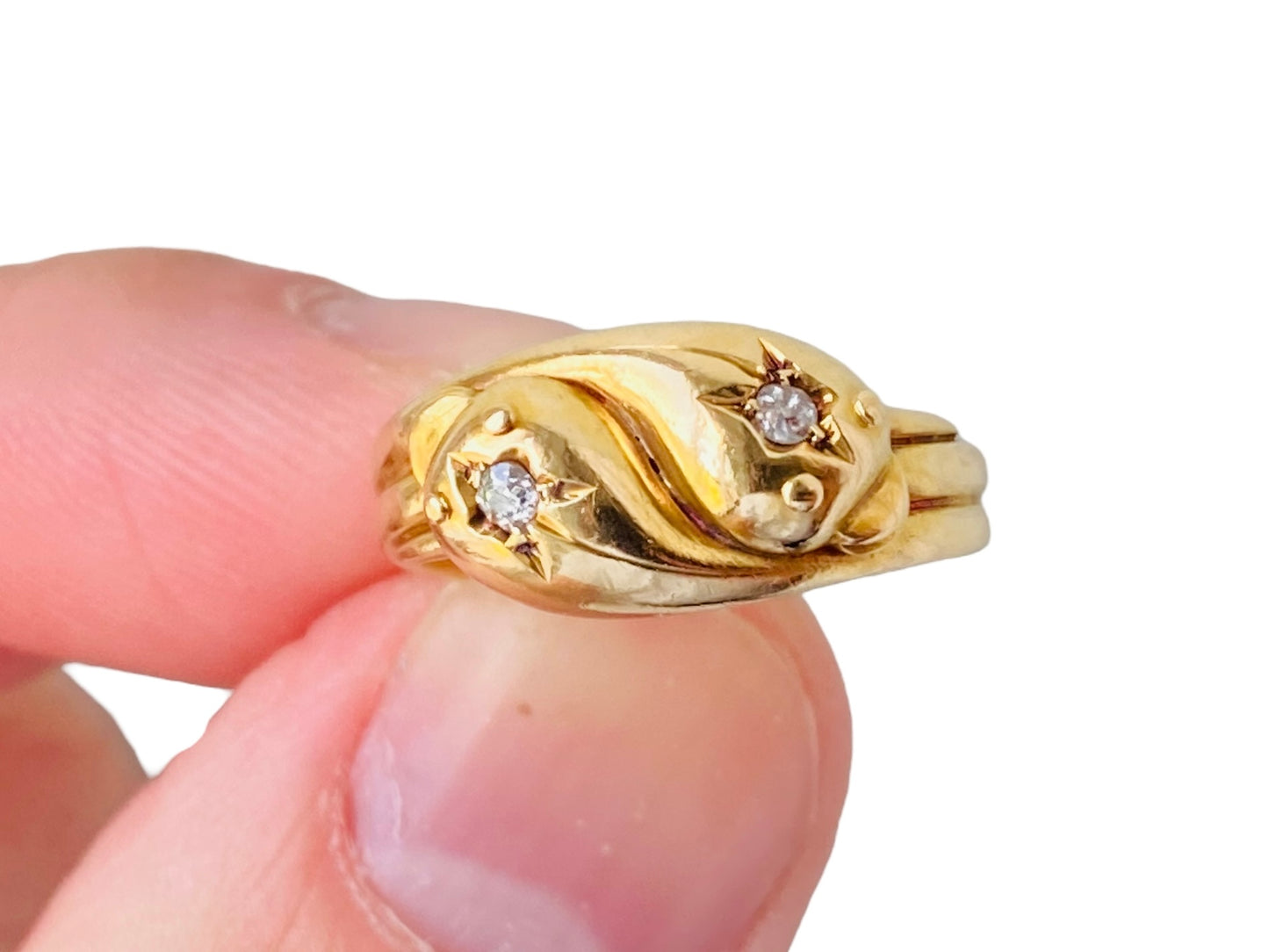 Antique 18ct Gold Diamond Snake Ring