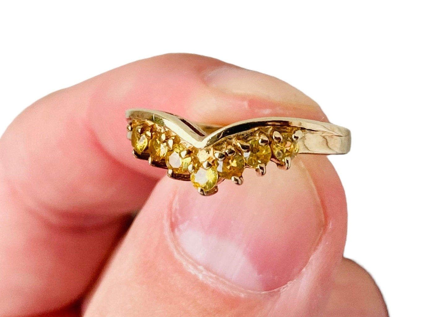 9ct Gold Yellow Sapphire Wishbone Ring