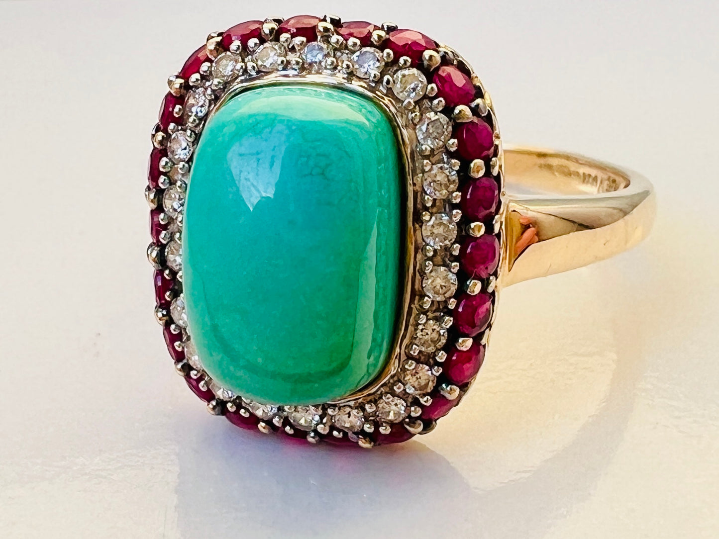 14ct Gold Le Vian Turquoise, Ruby & Diamond Ring