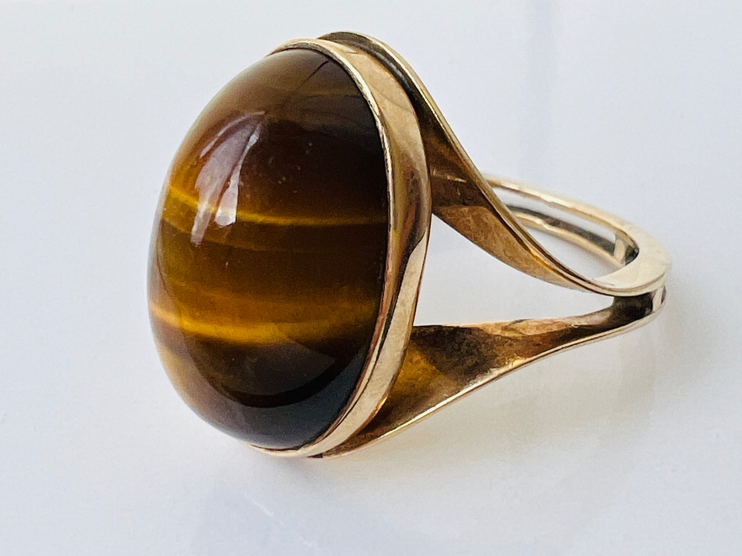 Vintage 9ct Gold Tigers Eye Ring
