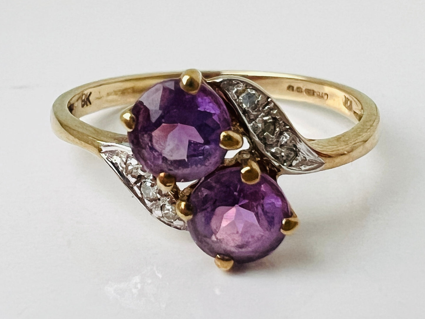9ct Gold Amethyst & Diamond Ring