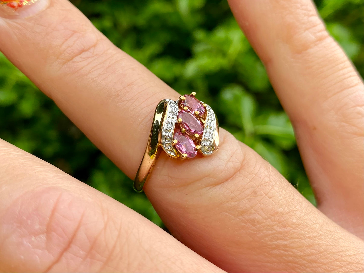 9ct Gold Pink Tourmaline & Diamond Ring