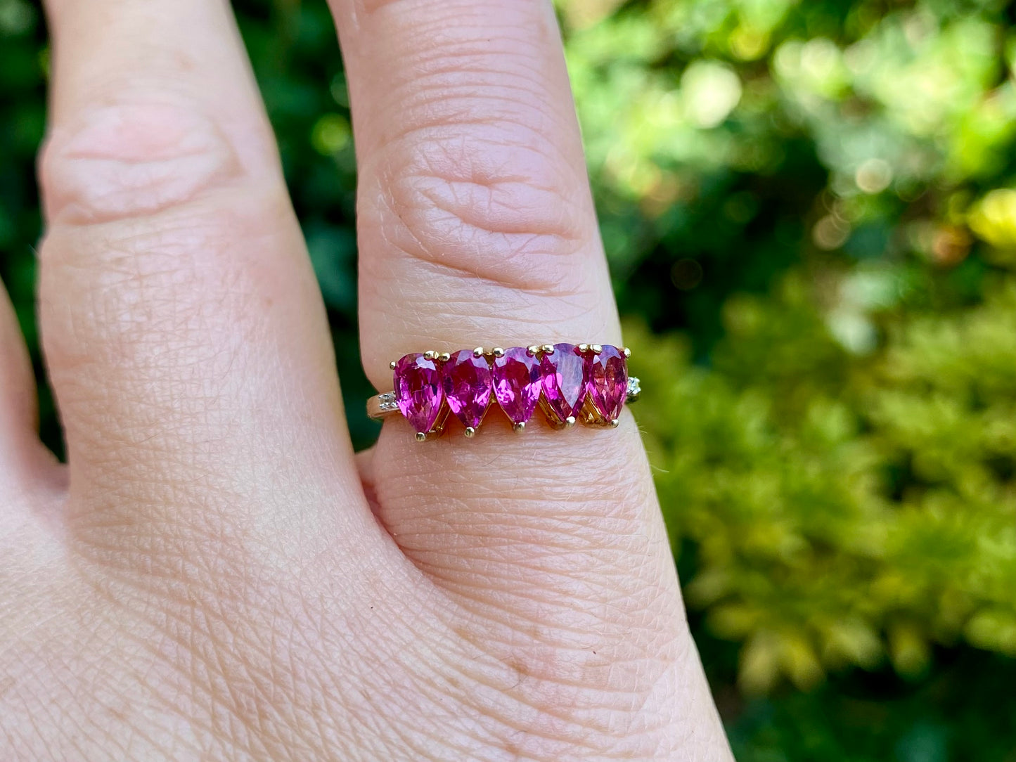 9ct Gold Pink Tourmaline & Diamond Ring