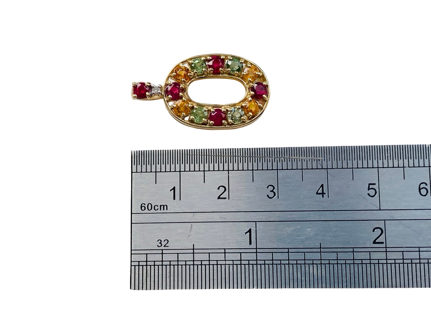 9ct Gold Ruby, Sapphire & Diamond Pendant