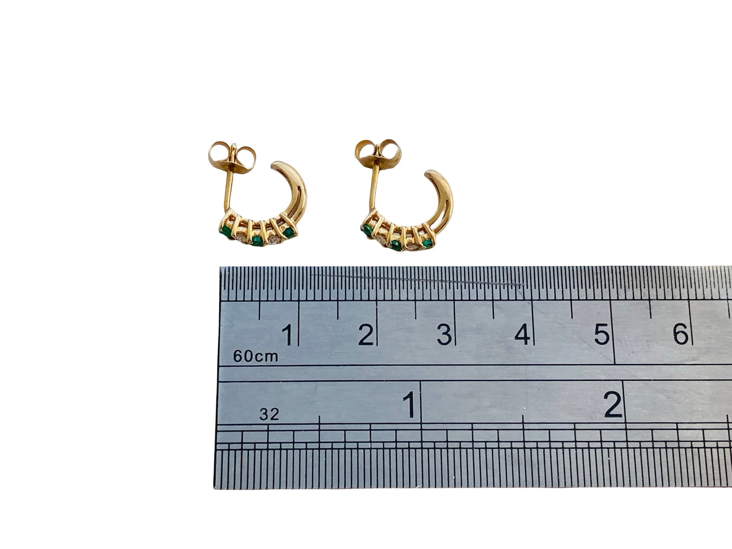 14ct Gold Emerald & Diamond Earrings