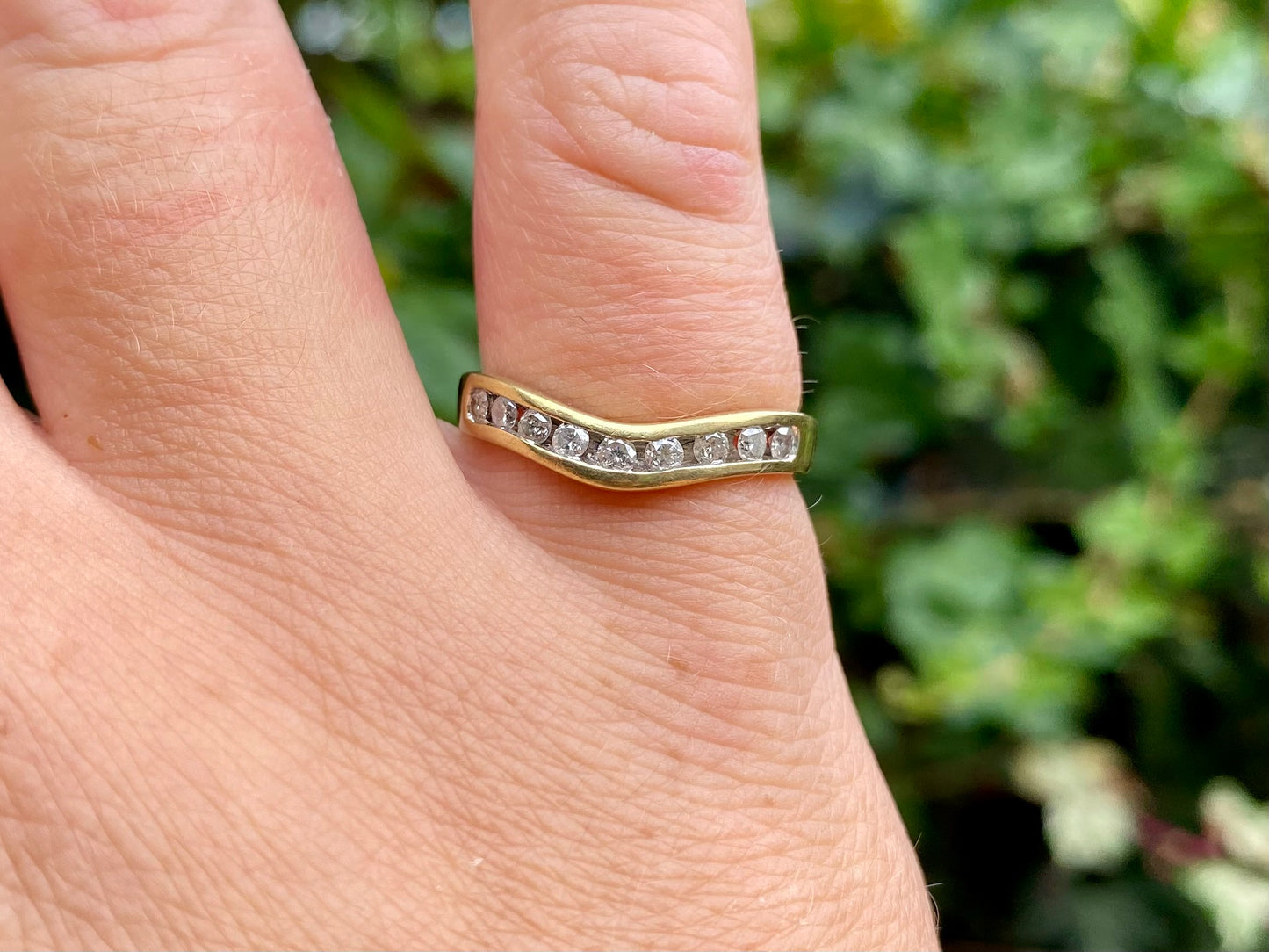 18ct Gold Diamond Wishbone/Chevron Ring