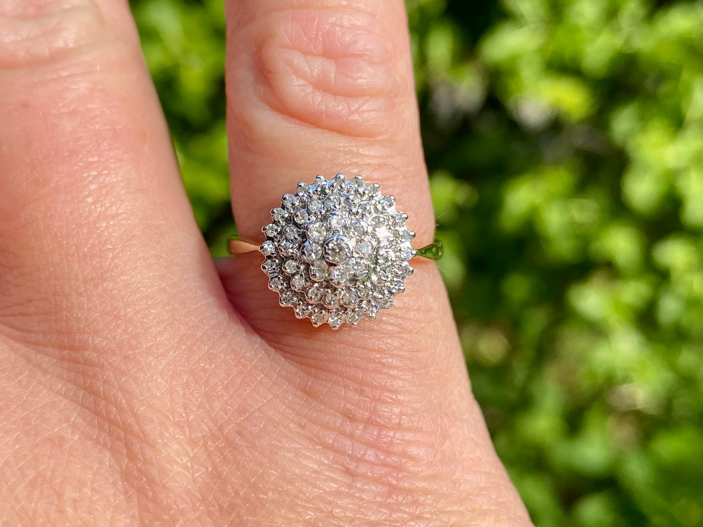 Vintage 9ct Gold Diamond Cluster Ring