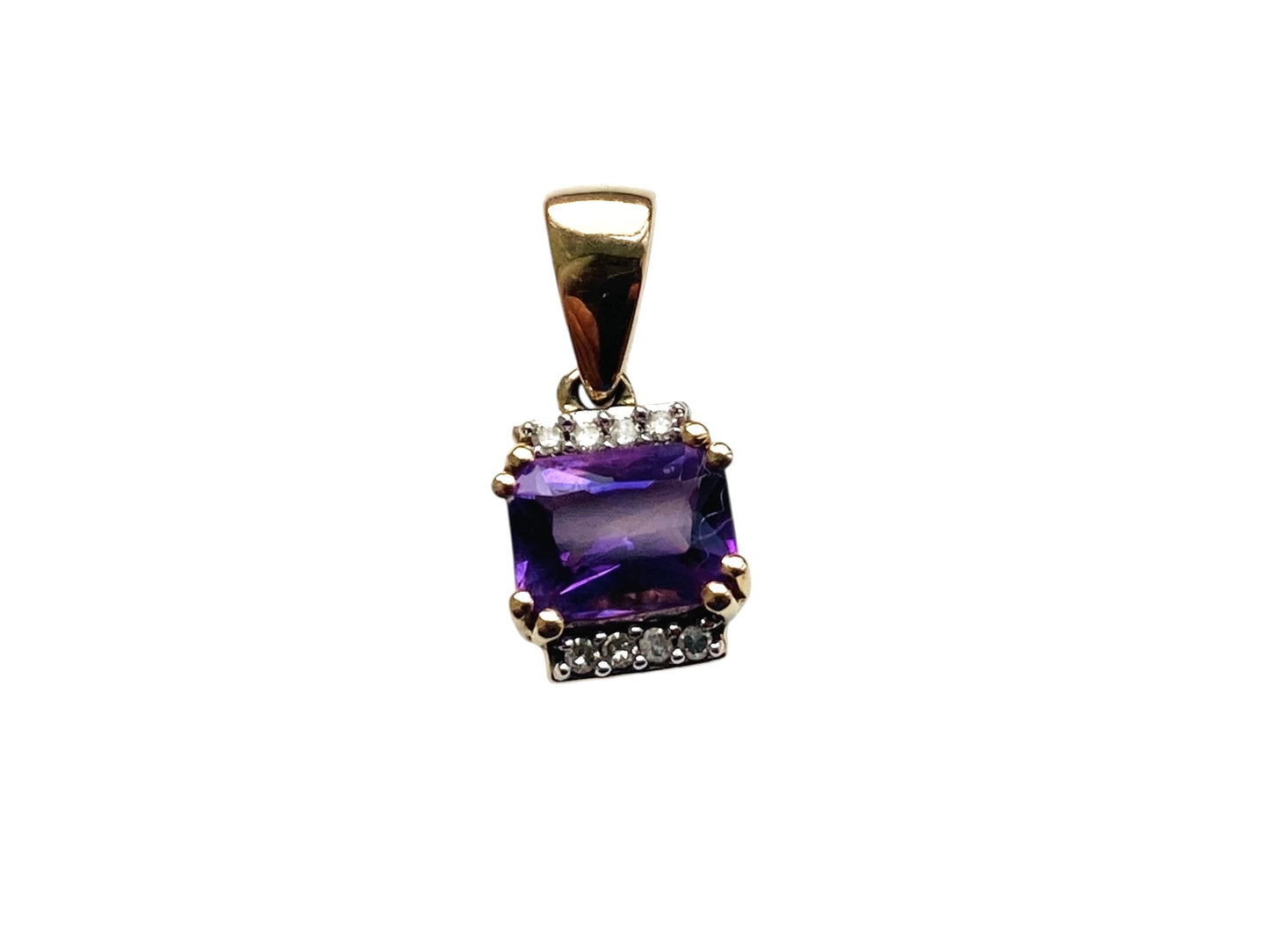 9ct Gold Amethyst & Diamond Pendant