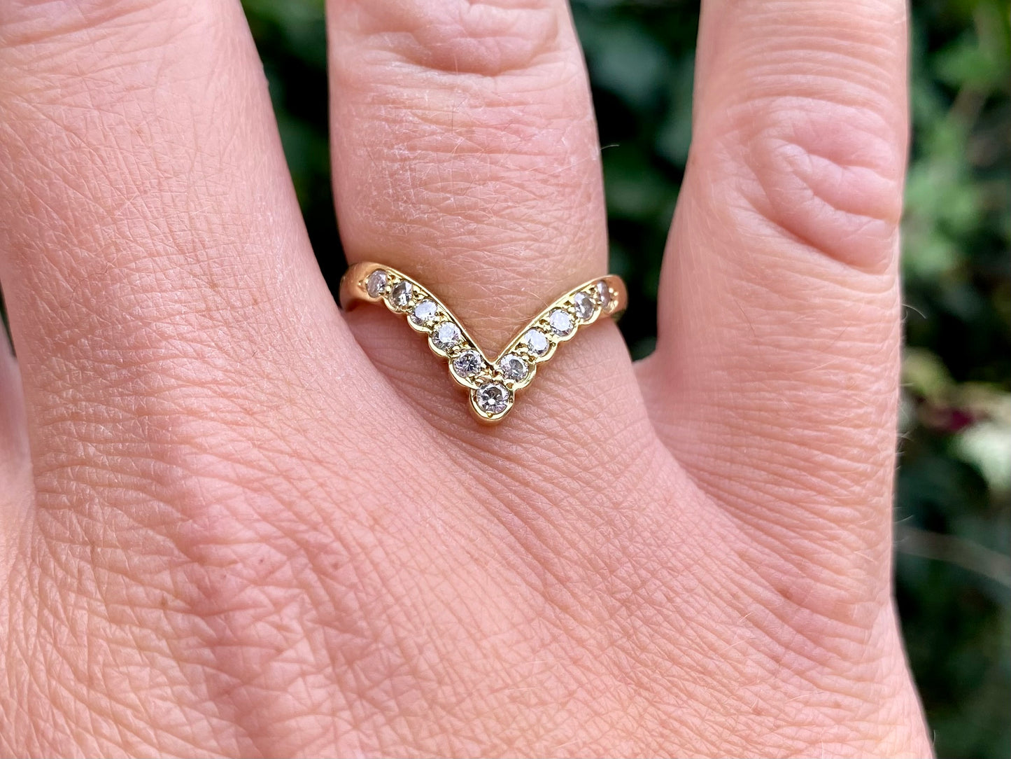 18ct Gold Diamond Wishbone/Chevron Ring