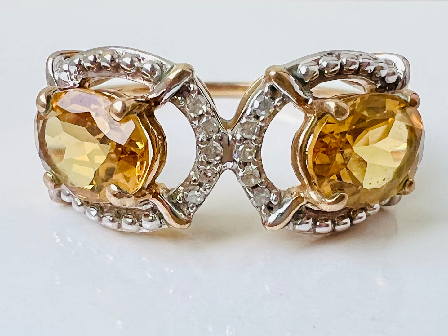 9ct Gold Citrine & Diamond Ring