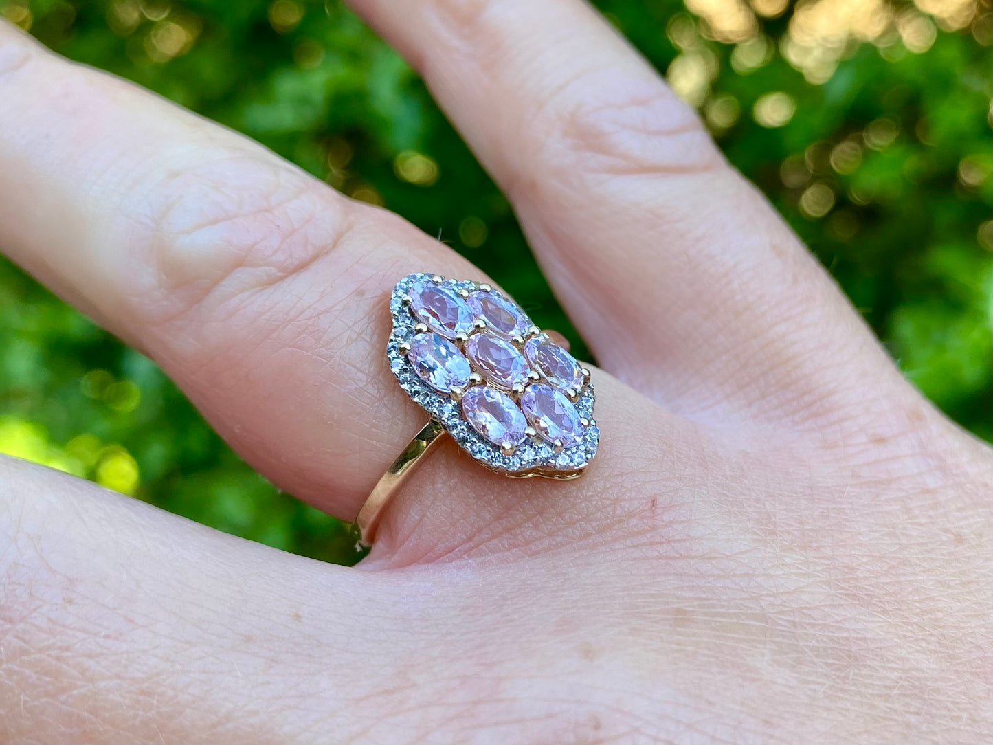 9ct Gold Morganite & Zircon Ring