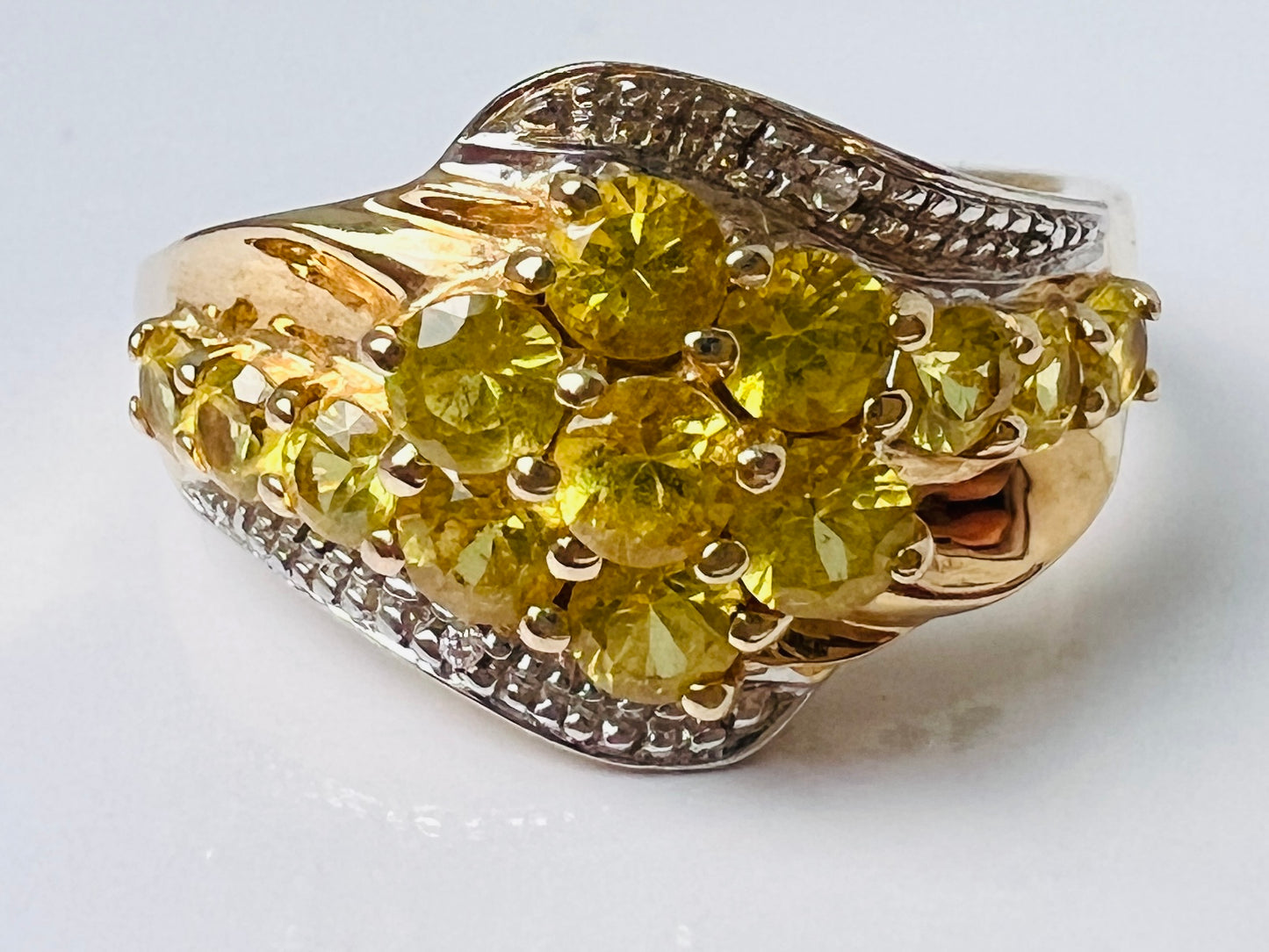 9ct Gold Yellow Sapphire & Diamond Ring