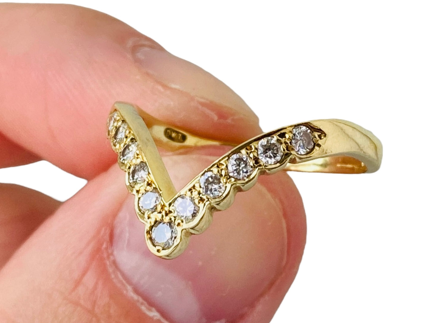 18ct Gold Diamond Wishbone/Chevron Ring