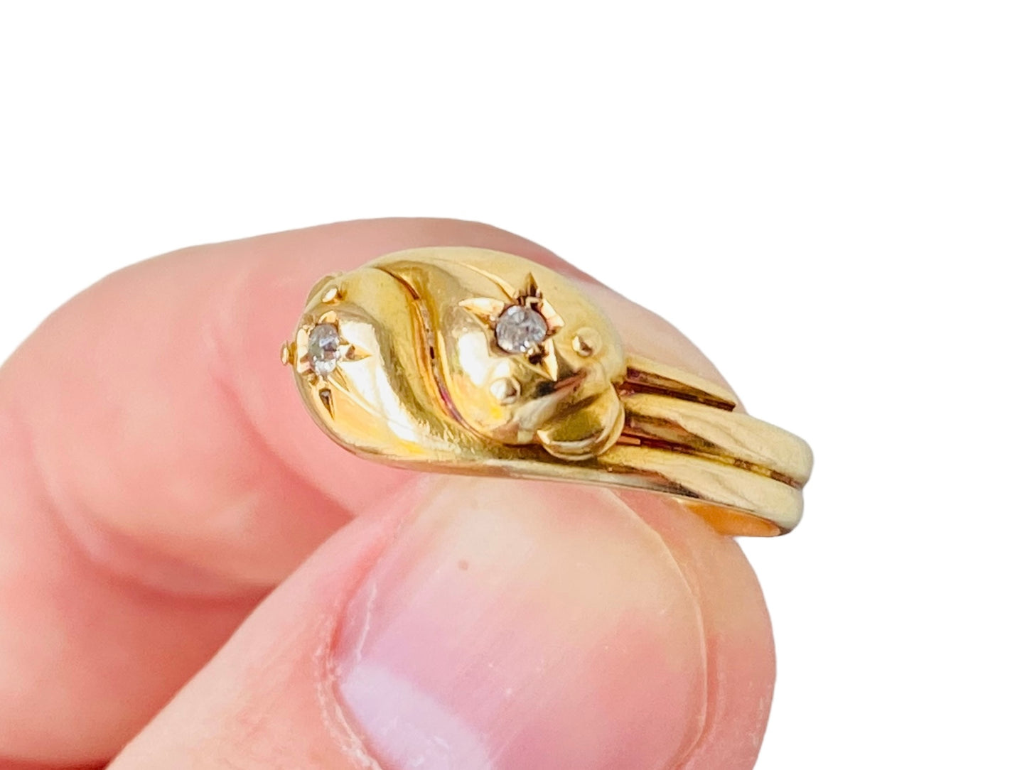 Antique 18ct Gold Diamond Snake Ring