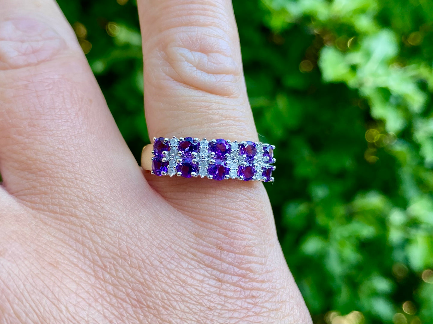9ct Gold Amethyst & Diamond Ring