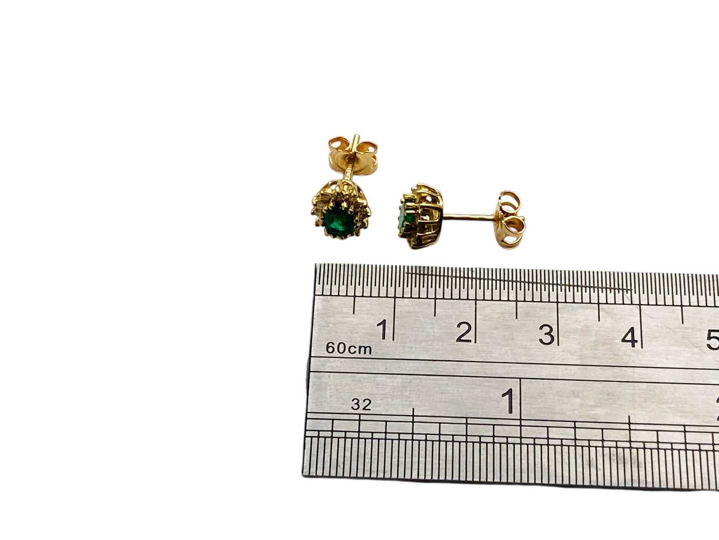 Vintage 18ct Gold Emerald & Diamond Earrings