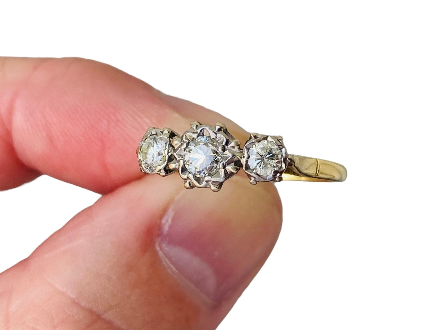 Vintage 18ct Gold Three-Stone Diamond Ring