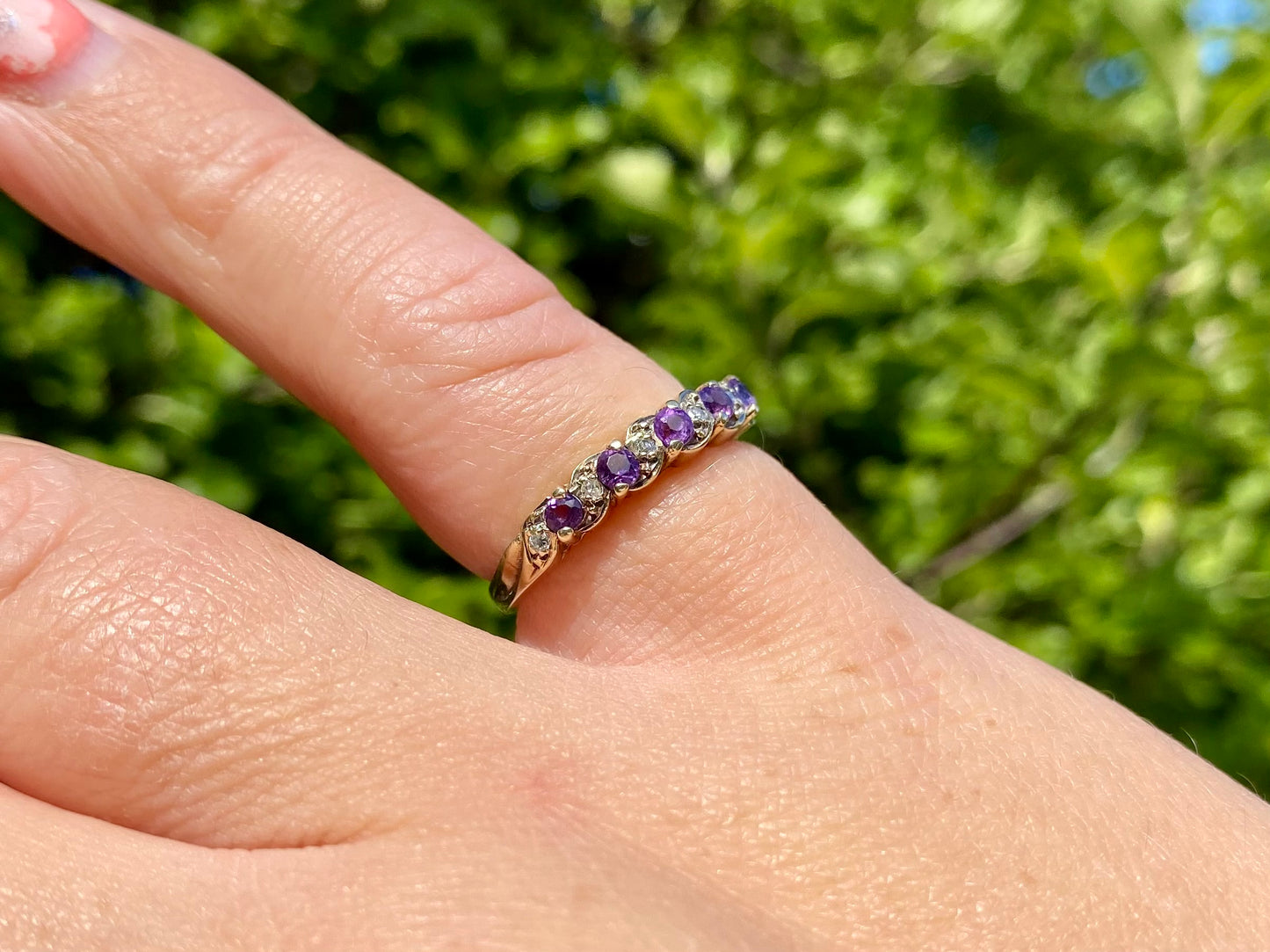 9ct Gold Amethyst & Diamond Ring