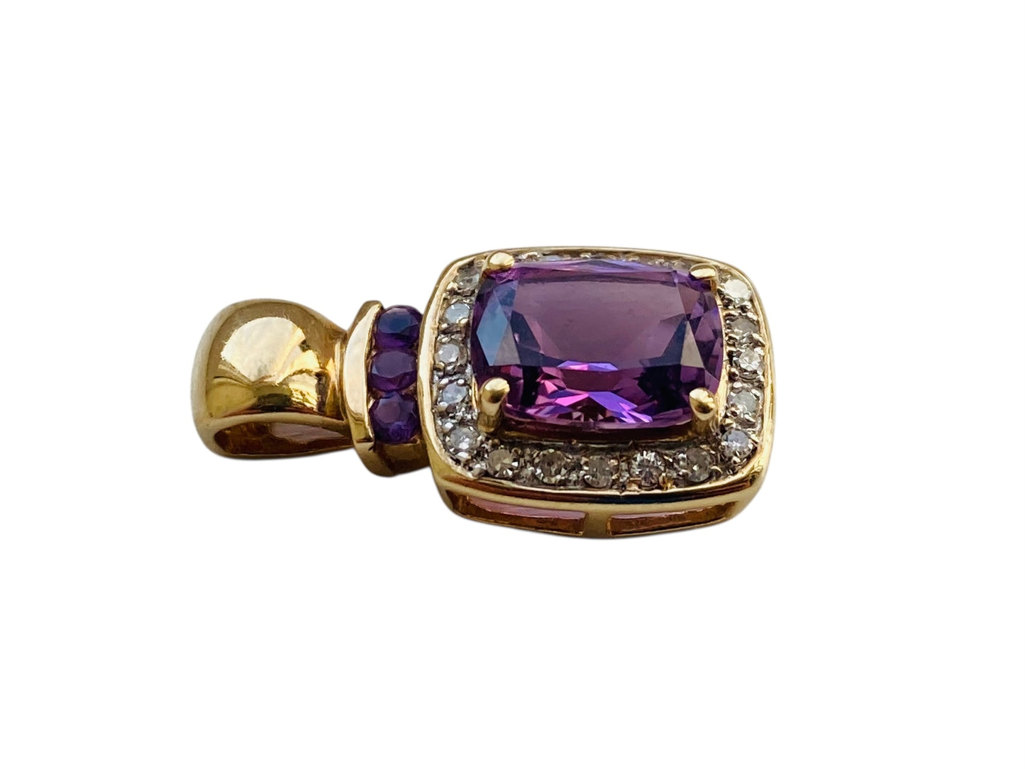 9ct Gold Amethyst & Diamond Pendant