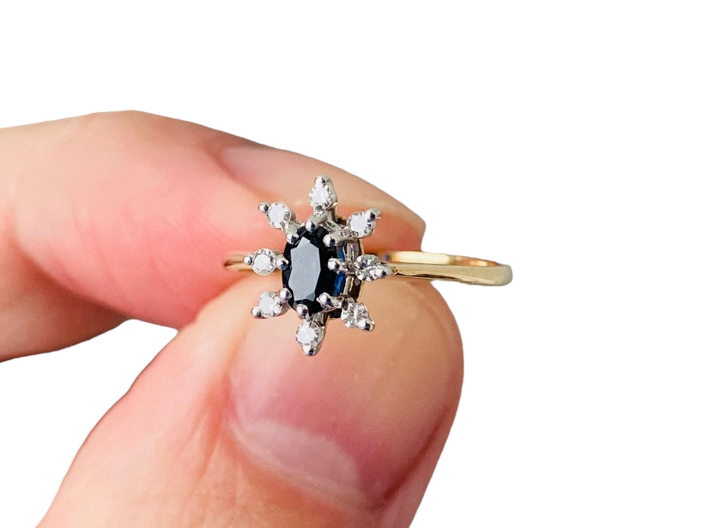 Vintage 9ct Gold Sapphire & Diamond Ring