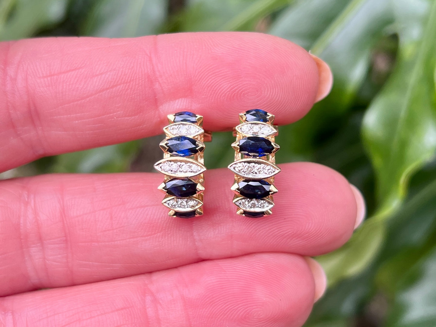 14ct Gold Sapphire & Diamond Earrings