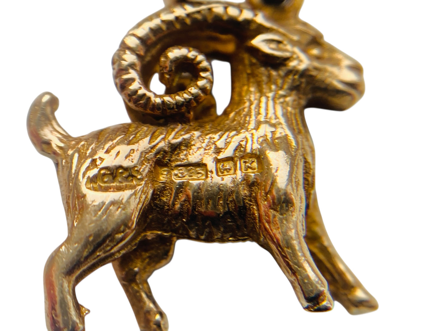9ct Gold Ram Pendant Or Charm