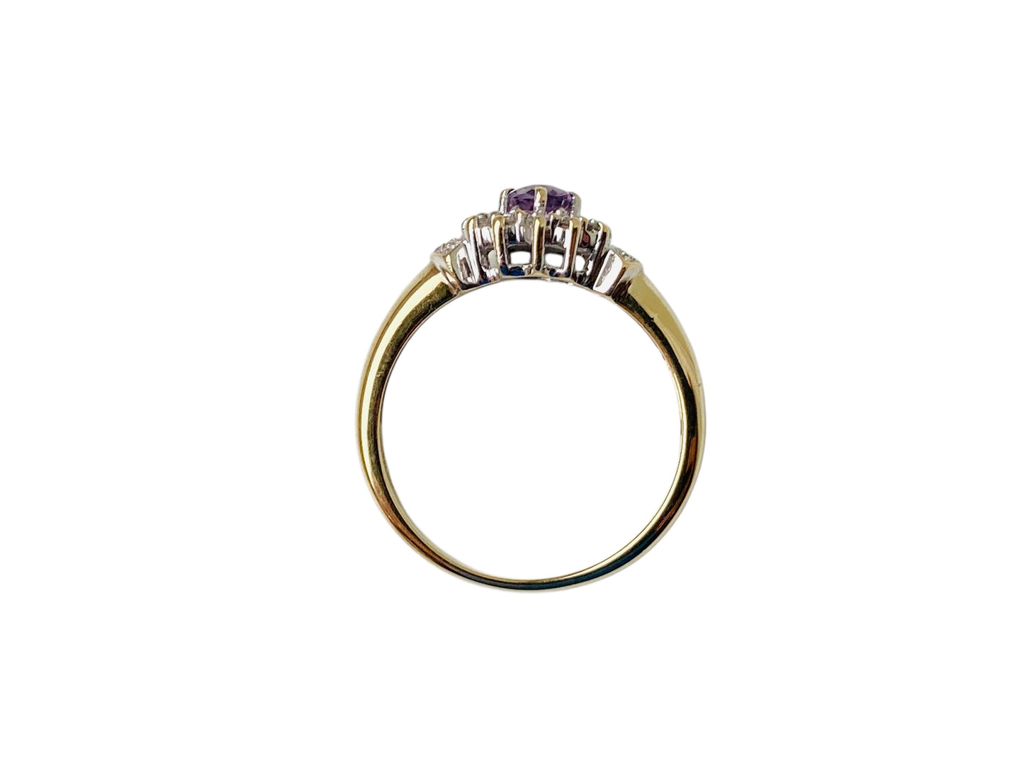 Vintage 9ct Gold Lavender Amethyst & Diamond Ring