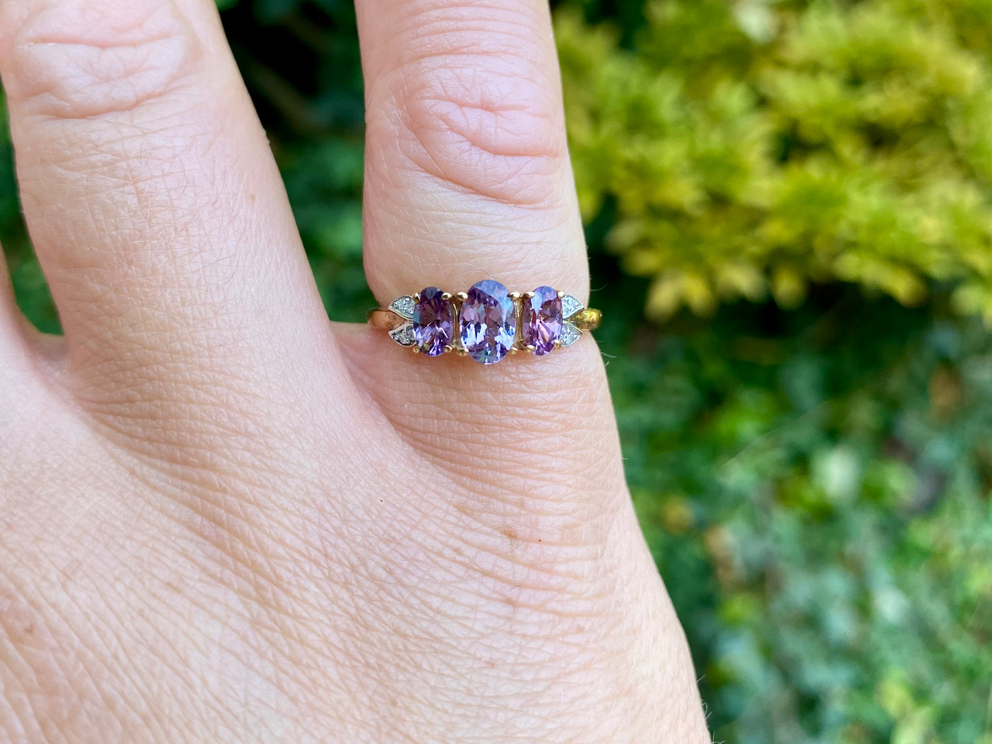 9ct Gold Purple Spinel & Diamond Ring