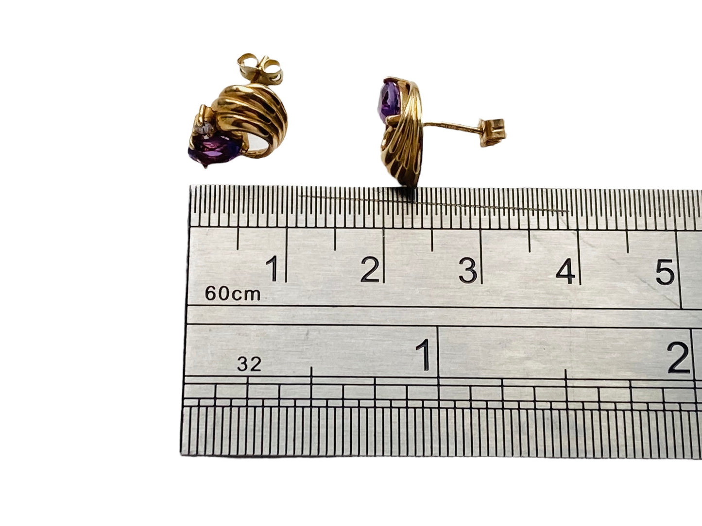 9ct Gold Amethyst & Diamond Earrings
