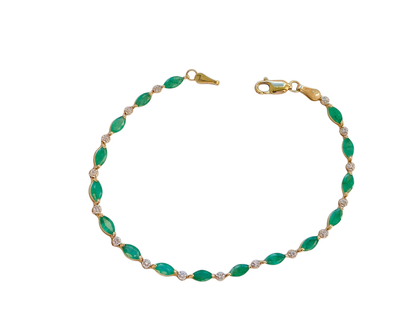 9ct Gold Emerald & Diamond Bracelet