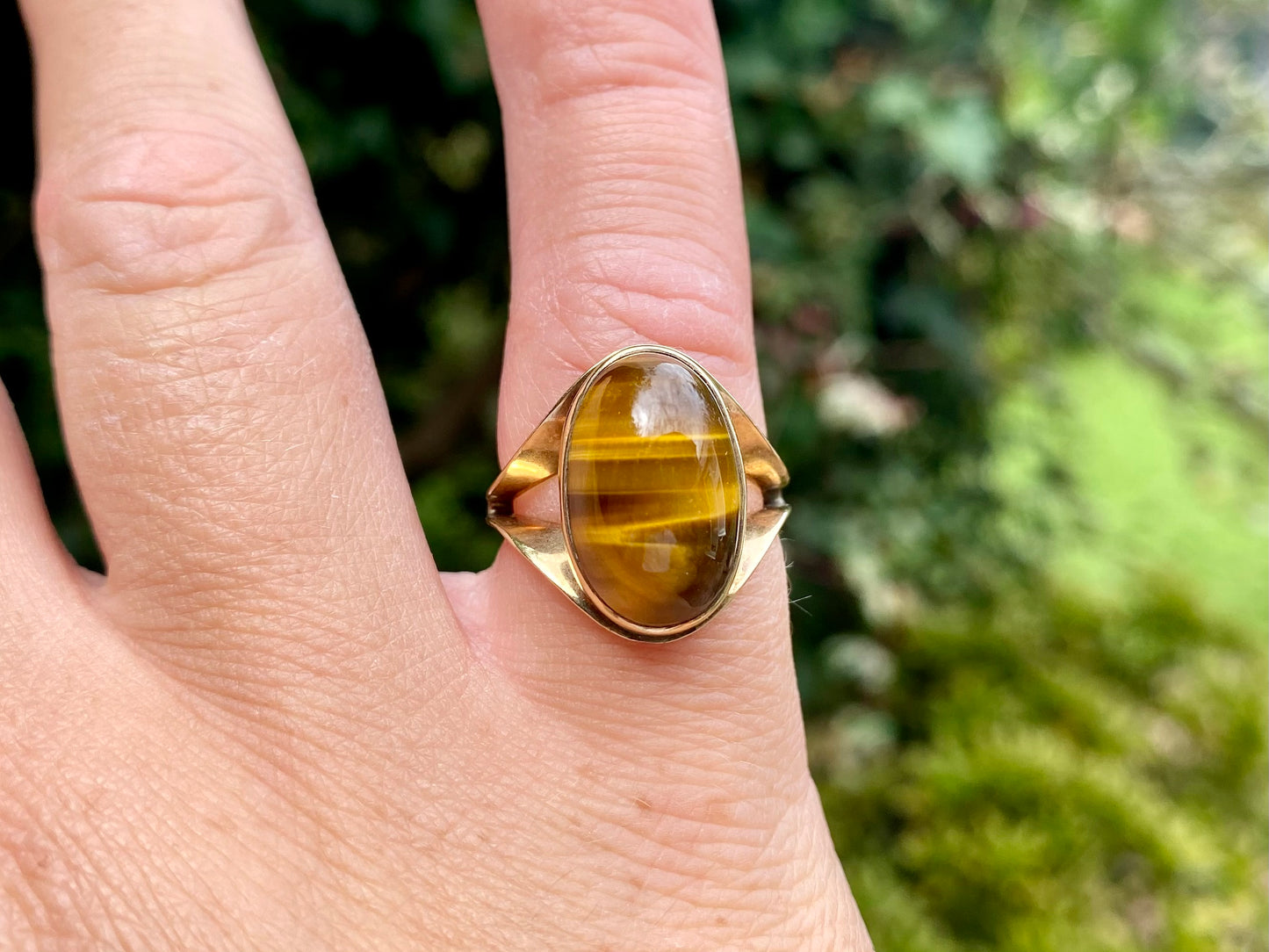 Vintage 9ct Gold Tigers Eye Ring