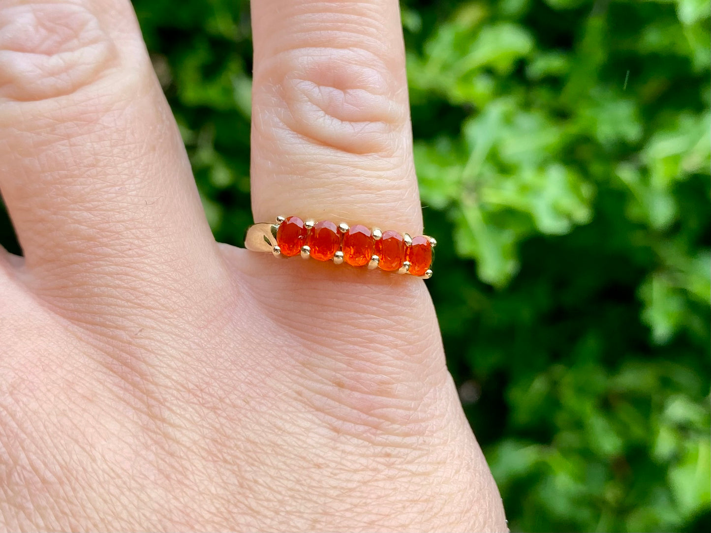 9ct Gold Five-Stone Fire Opal Ring