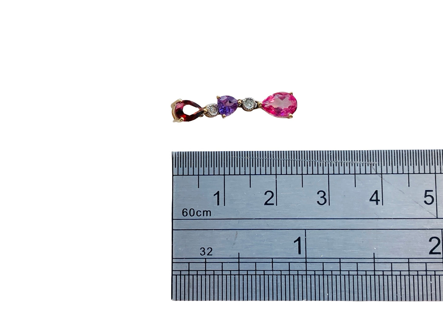 9ct Gold Garnet, Amethyst & Pink Sapphire Pendant