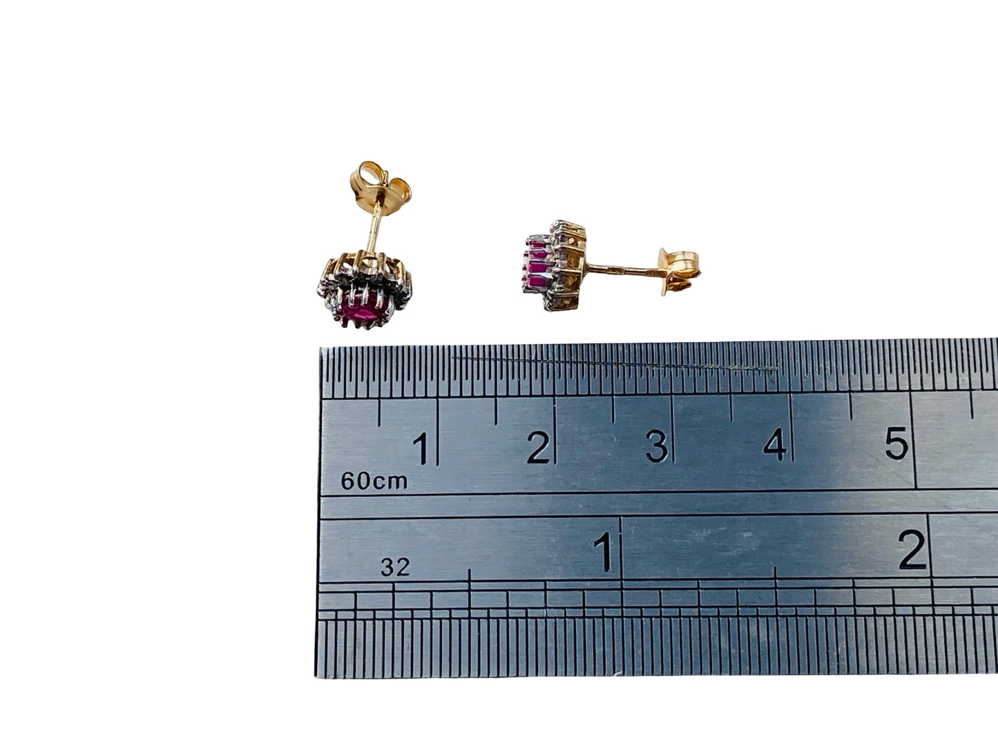 9ct Gold Ruby & Diamond Earrings