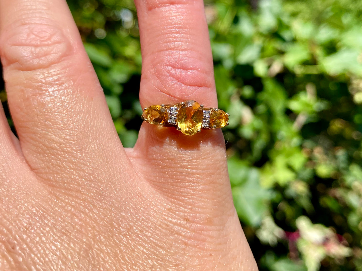 9ct Gold Citrine & Diamond Ring