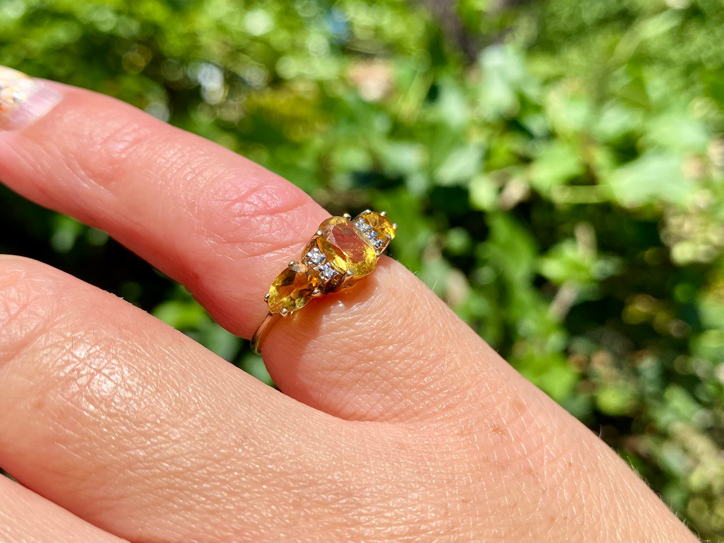 9ct Gold Citrine & Diamond Ring