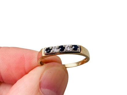 Vintage 9ct Gold Sapphire & Diamond Ring