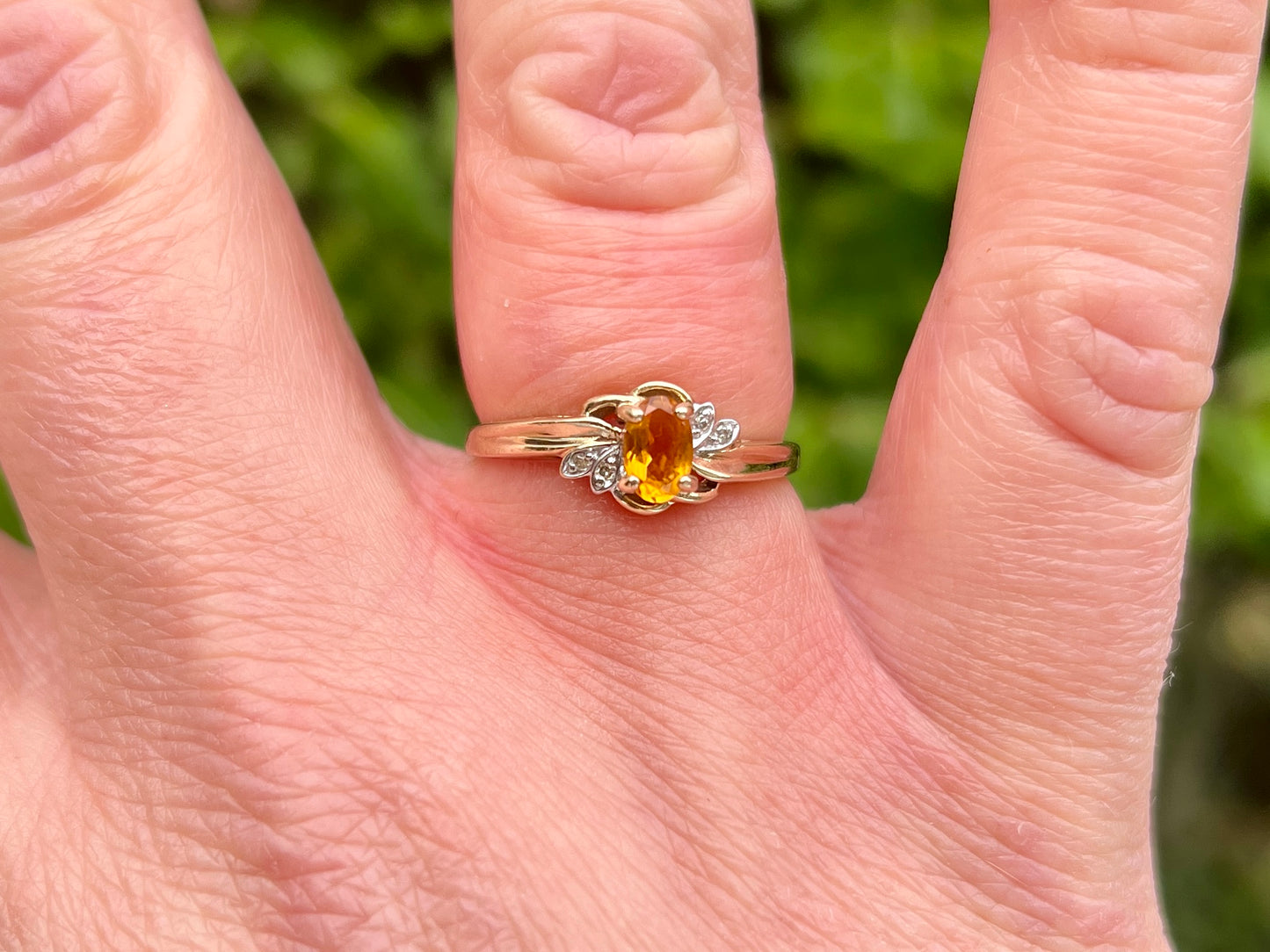 9ct Gold Citrine & Diamond Ring