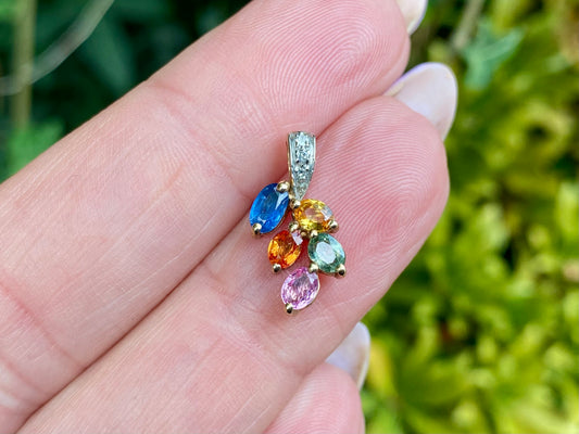 9ct Gold Multi-Sapphire & Diamond Pendant