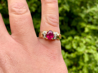 9ct Gold Rhodolite Garnet & Diamond Ring