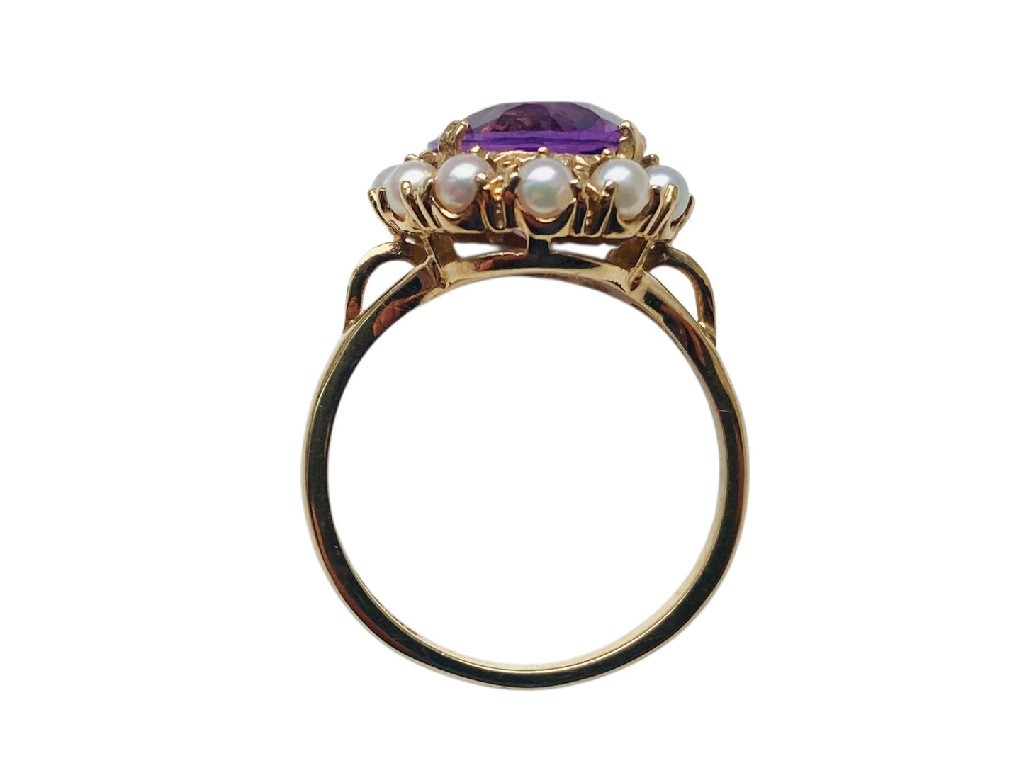 Vintage 9ct Gold Amethyst & Pearl Ring