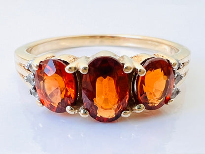 9ct Gold Spessartite Garnet & Zircon Ring