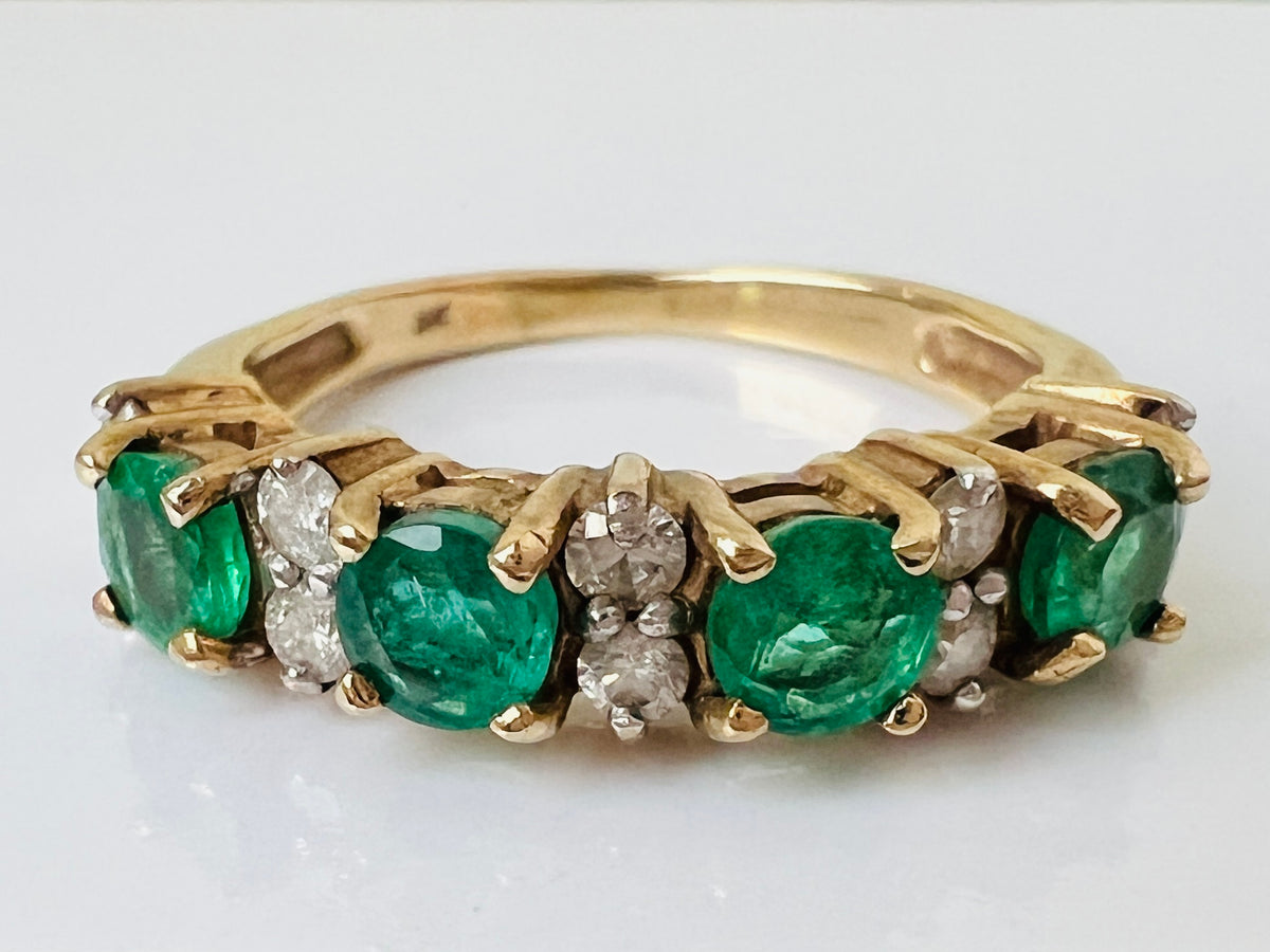 9ct Gold Emerald & Diamond Ring