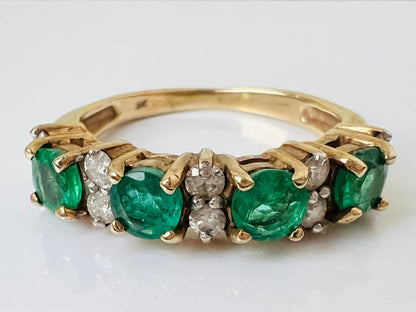 9ct Gold Emerald & Diamond Ring